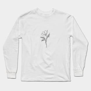 Wildflower Line Art | Floral Botanical Minimalist Lineart Long Sleeve T-Shirt